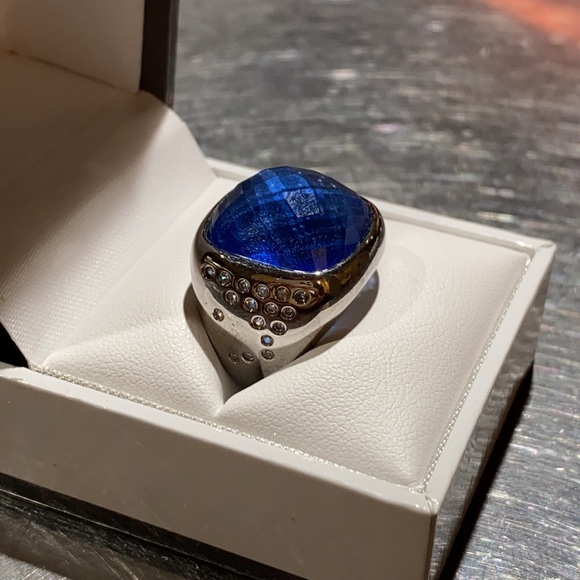 Ethan Stars sterling silver blue square ring - Picture 3 of 10